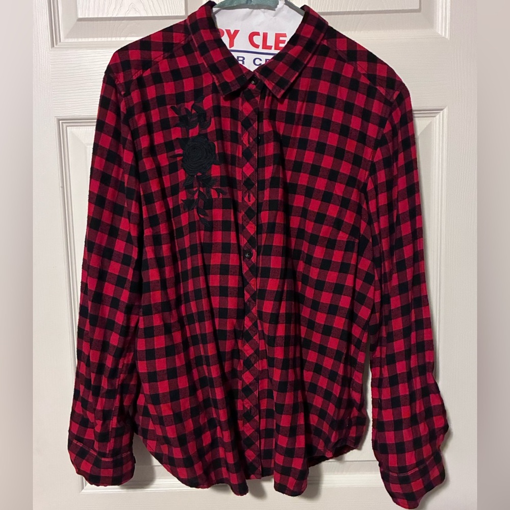 Red and Black Checkered Women’s Flannel  Shirt